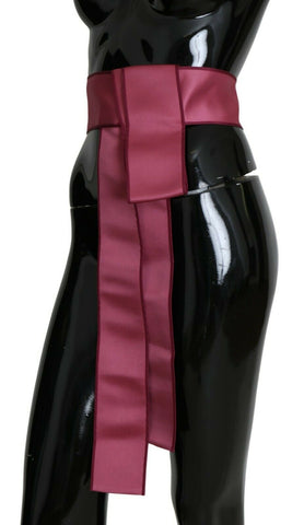 Pink 100% silk wide waist belt with 3 button closure by Dolce & Gabbana, shown on a plain background.