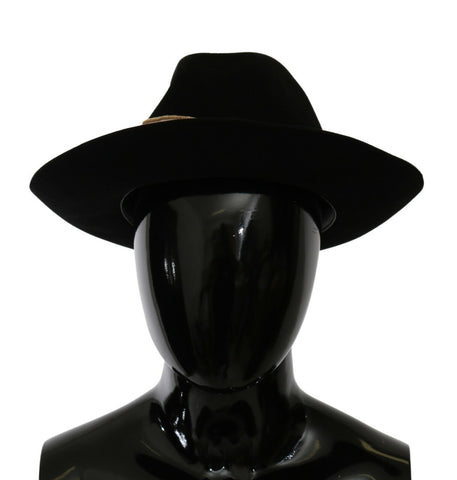 Black Lapin Amor Gignit wide brim Panama hat by Dolce & Gabbana with a classic woven design and stylish ribbon band.