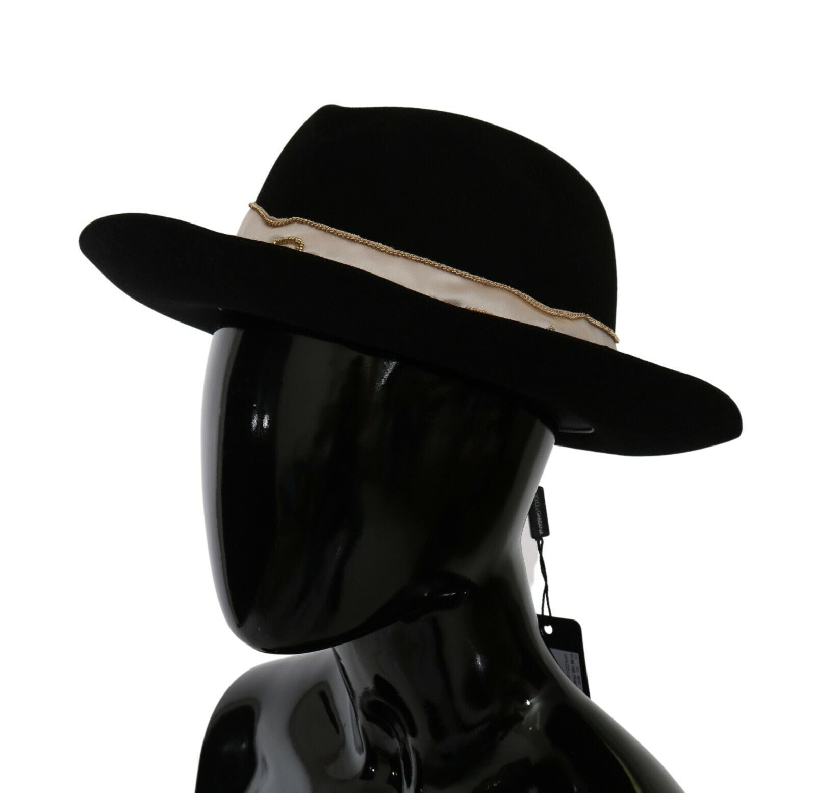 Black Lapin Amor Gignit wide brim Panama hat by Dolce & Gabbana with a woven straw texture and stylish design.