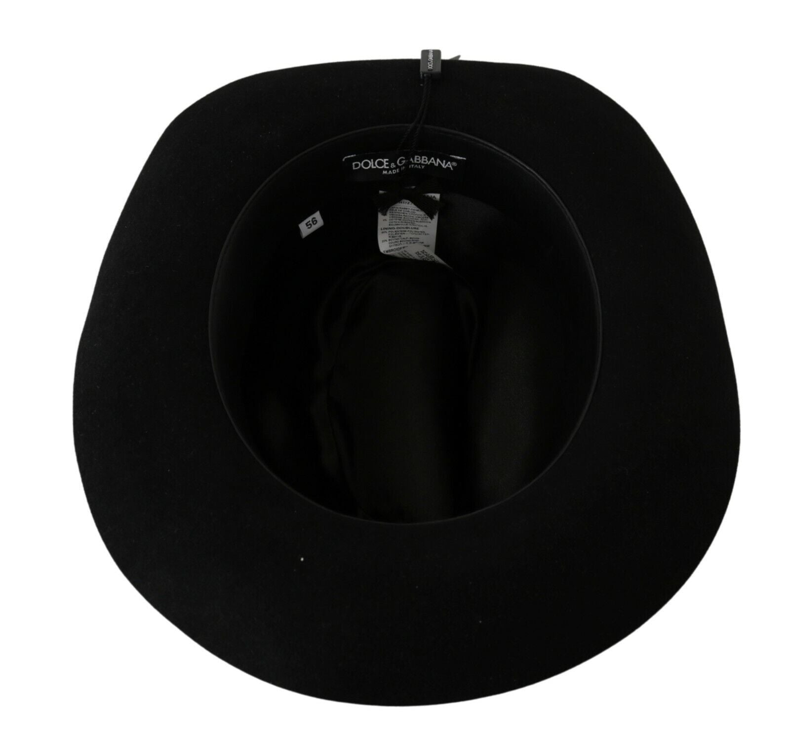 Black Lapin Amor Gignit wide brim Panama hat by Dolce & Gabbana with a stylish woven design and a broad brim.