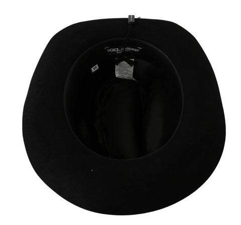 Black Lapin Amor Gignit wide brim Panama hat by Dolce & Gabbana with a stylish woven design and a broad brim.