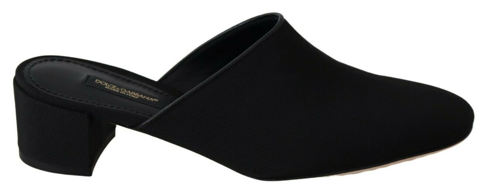 Black grosgrain slides sandals for women by Dolce & Gabbana, featuring a sleek and stylish open-toe design.