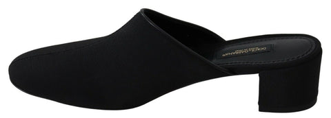 Black grosgrain slides sandals for women by Dolce & Gabbana, featuring a sleek design and comfortable slip-on style.