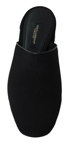 Black grosgrain slides sandals for women by Dolce & Gabbana, featuring a sleek slip-on design and stylish grosgrain strap.