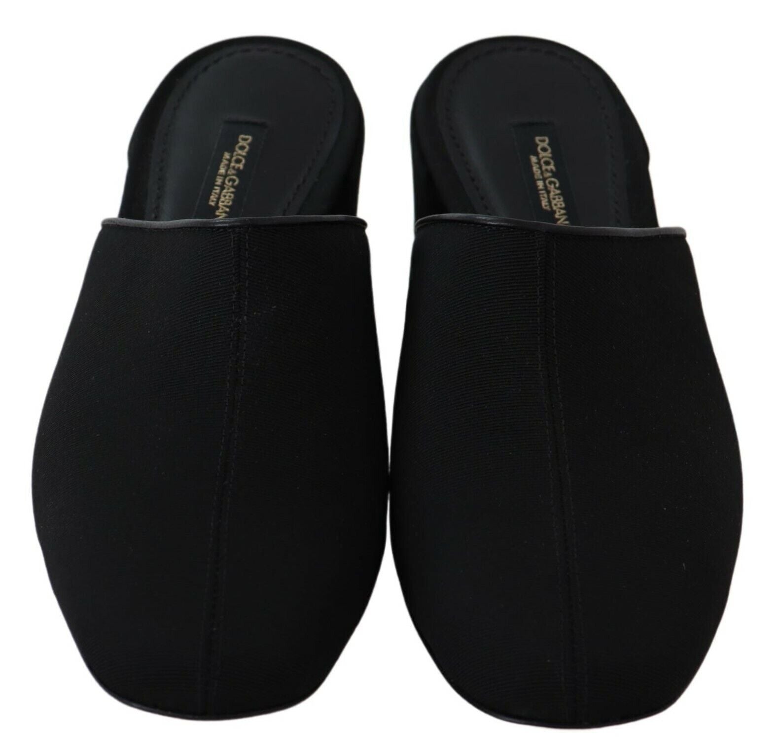 Black grosgrain slides sandals for women by Dolce & Gabbana, featuring a sleek, minimalist design and open-toe style.