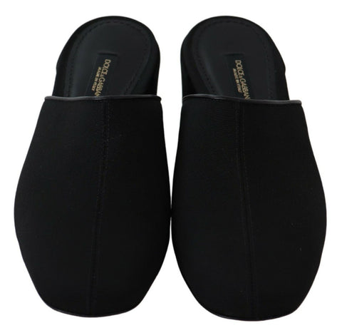 Black grosgrain slides sandals for women by Dolce & Gabbana, featuring a sleek, minimalist design and open-toe style.