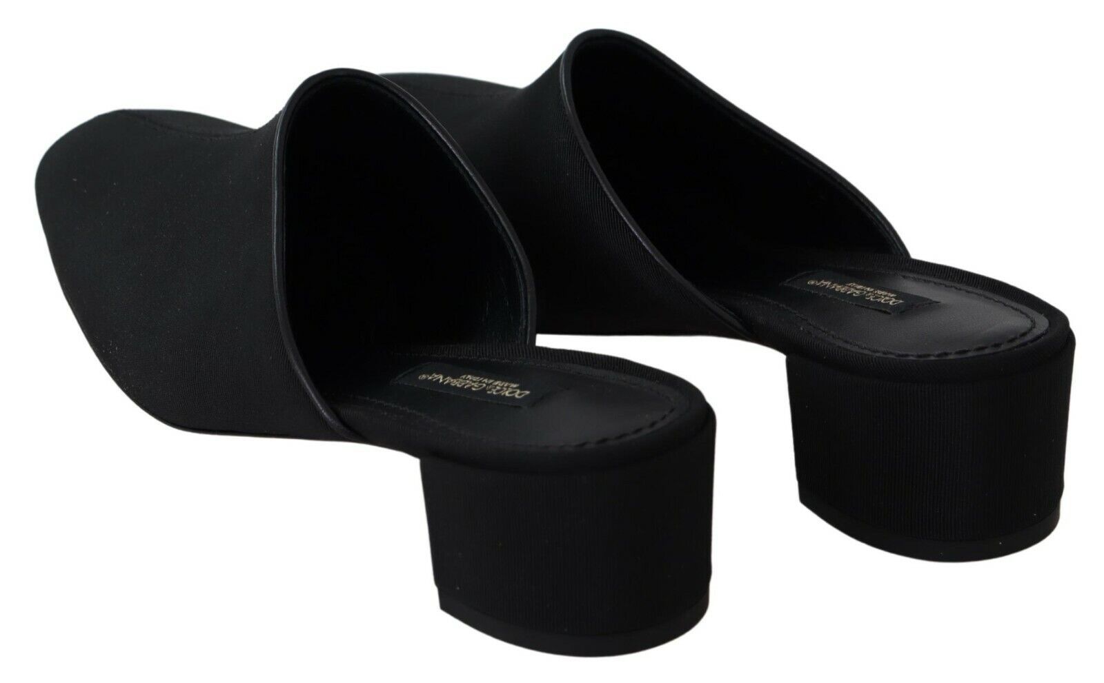 Black Dolce & Gabbana grosgrain slide sandals for women, stylish open-toe footwear with sleek straps and textured finish.