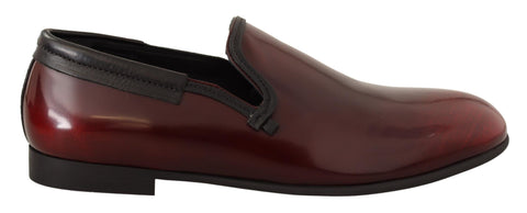 Dolce & Gabbana Bordeaux patent leather dress loafers shoes with sleek design and polished finish.