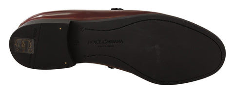 Dolce & Gabbana Bordeaux patent leather dress loafers shoes, stylish men's footwear with a sleek finish and classic design.