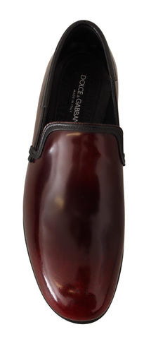 Dolce & Gabbana Bordeaux patent leather dress loafers shoes with sleek design and polished finish.