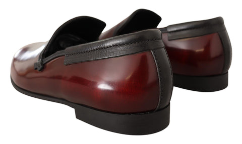 Dolce & Gabbana Bordeaux patent leather dress loafers shoes with sleek design and polished finish.