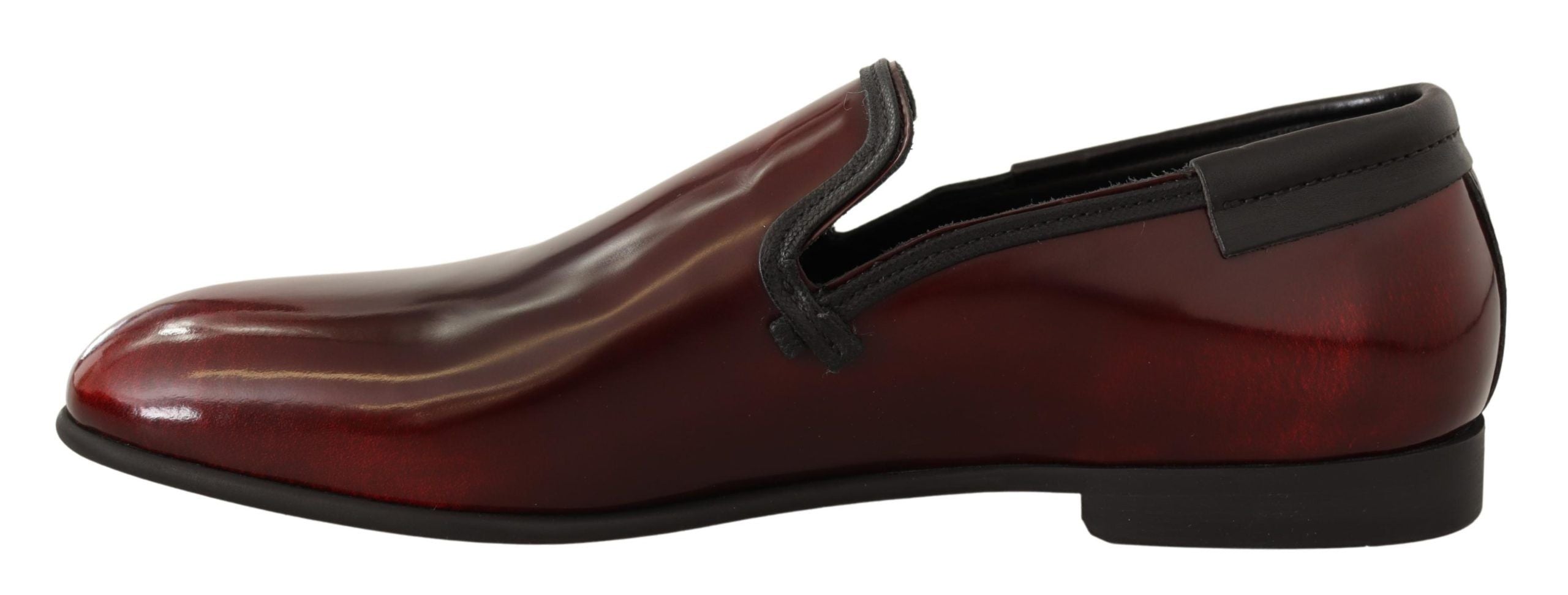 Dolce & Gabbana Bordeaux patent leather dress loafers shoes with sleek design and polished finish.