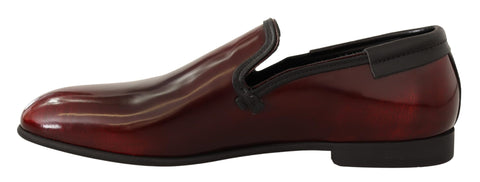 Dolce & Gabbana Bordeaux patent leather dress loafers shoes with sleek design and polished finish.