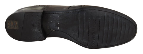 Brown lizard skin leather Oxford dress shoes by Dolce & Gabbana, featuring sleek design and polished finish.