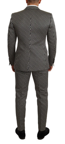 Dolce & Gabbana Black and White Check 3-Piece Martini Suit set, featuring tailored jacket, trousers, and vest.