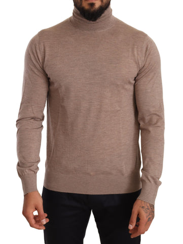 Brown cashmere turtleneck sweater by Dolce & Gabbana, featuring a cozy, luxurious knit with a classic fit and ribbed collar.