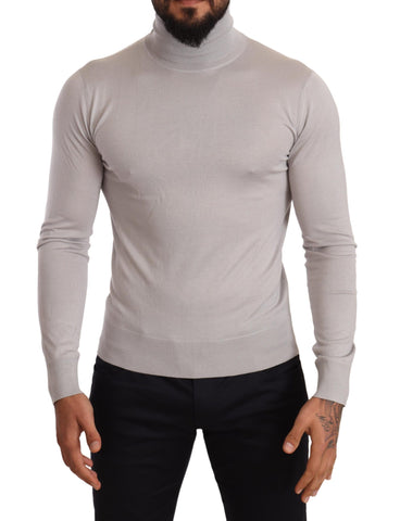 Gray cashmere turtleneck pullover sweater by Dolce & Gabbana, featuring a soft knit fabric and classic fit.