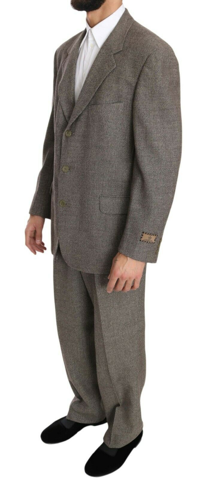Fendi brown wool single-breasted suit jacket, tailored fit with notch lapel and front button closure, classic professional style