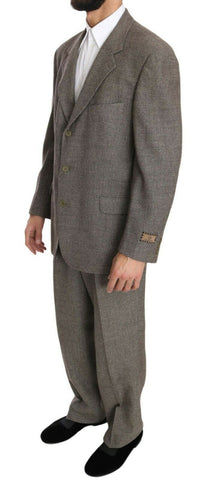 Fendi brown wool single-breasted suit jacket, tailored fit with notch lapel and front button closure, classic professional style