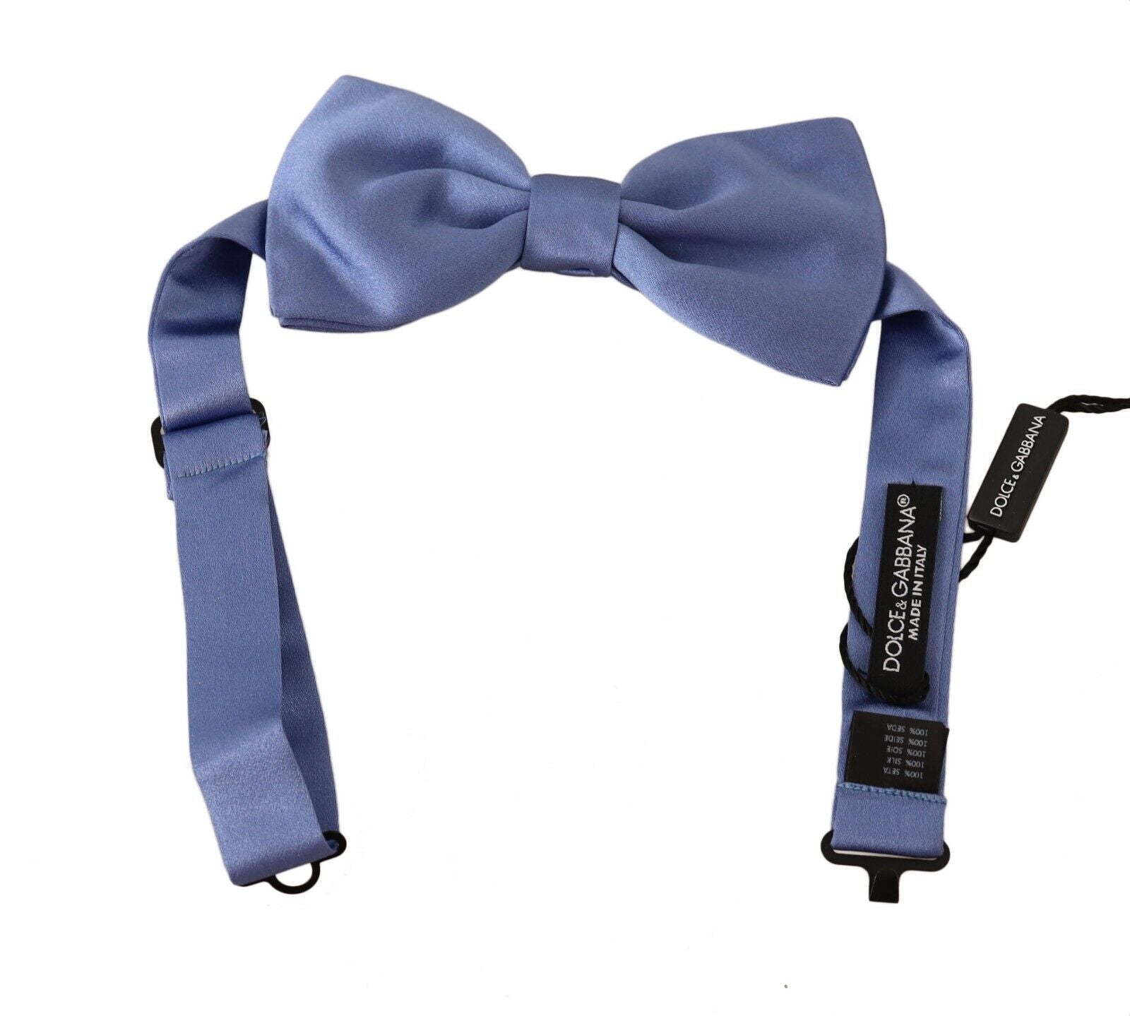 Purple 100% silk adjustable neck bow tie by Dolce & Gabbana, featuring a classic papillon style with elegant detailing.