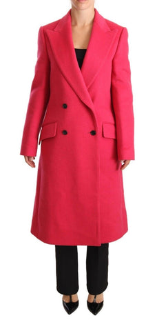 Pink double-breasted trenchcoat jacket by Dolce & Gabbana, shown with classic collar and stylish belted waist.
