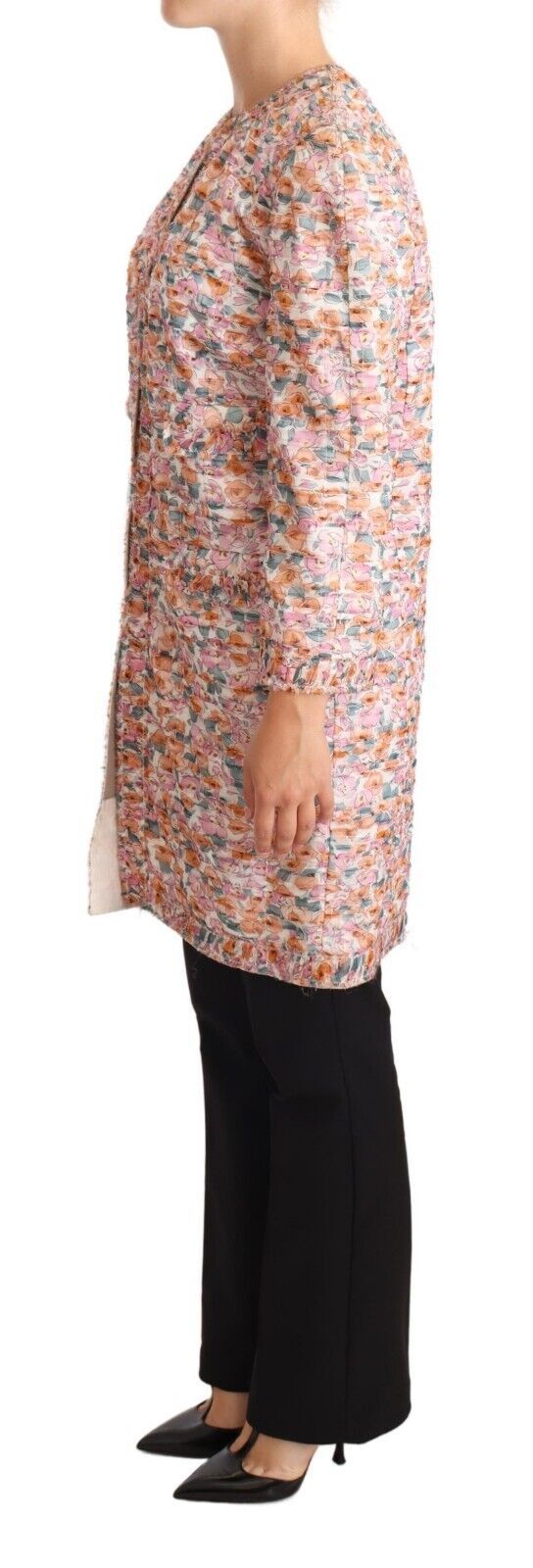 Multicolor floral print silk trench coat jacket by Dolce & Gabbana, featuring a stylish floral pattern and elegant design.