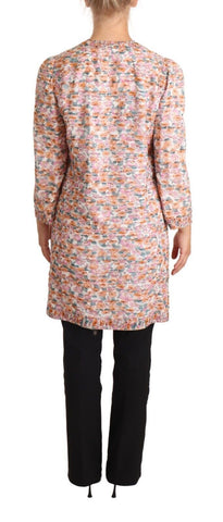 Multicolor floral print silk trench coat jacket by Dolce & Gabbana, featuring vibrant floral patterns and a sleek silhouette.