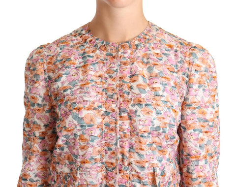 Multicolor floral print silk trench coat jacket by Dolce & Gabbana, featuring a vibrant floral pattern and elegant silk fabric.
