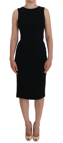 Black stretch crystal sheath gown dress by Dolce & Gabbana, featuring a fitted silhouette with sparkling crystal details.