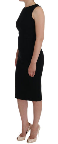 Black stretch crystal sheath gown dress by Dolce & Gabbana, featuring a fitted silhouette with sparkling crystal accents.