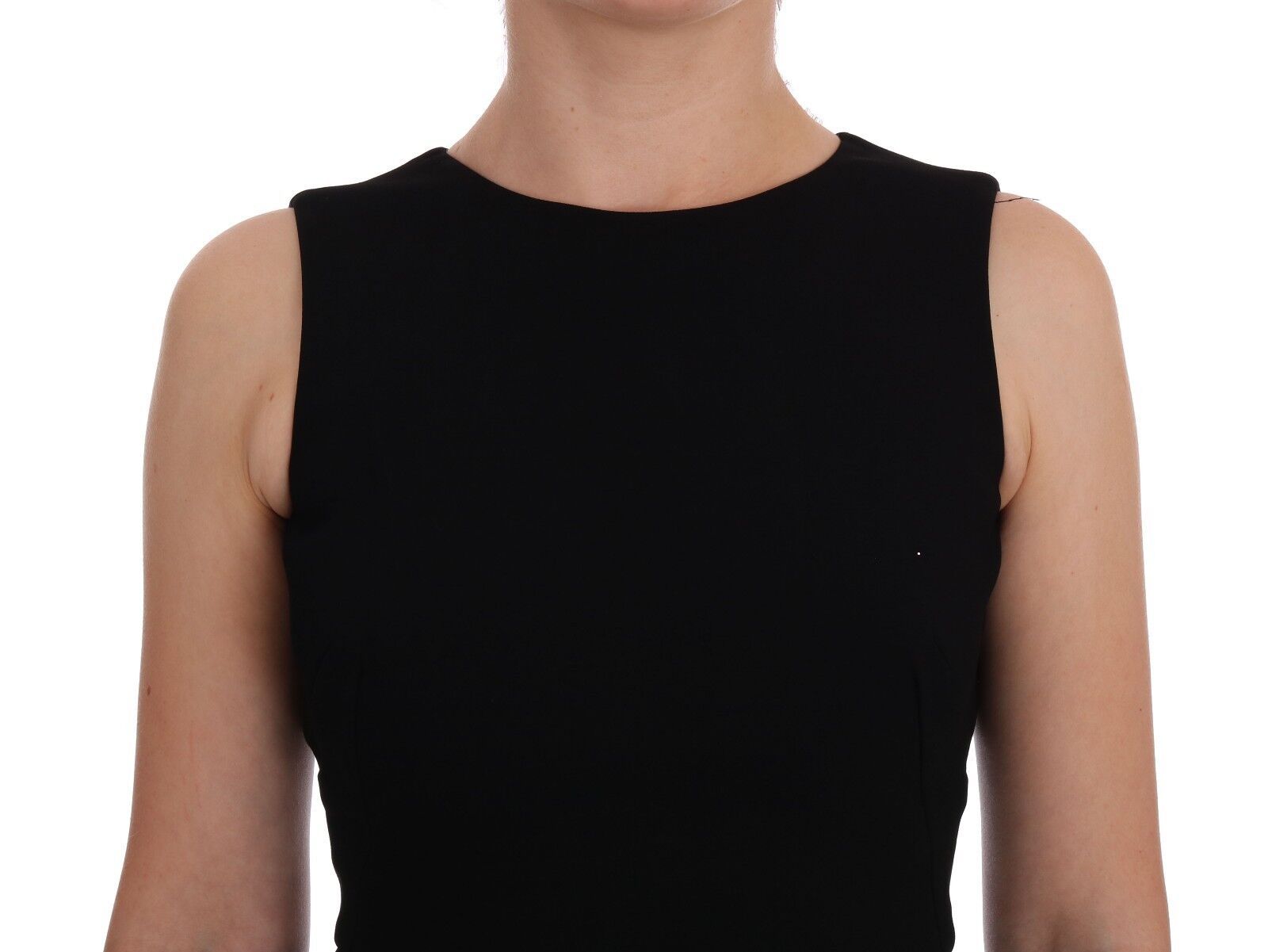 Black stretch crystal sheath gown dress by Dolce & Gabbana, featuring a fitted silhouette with crystal embellishments and elegant design.