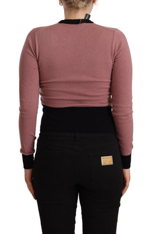 Pink cashmere crewneck sweater by Dolce & Gabbana, featuring a soft knit fabric and classic fit.