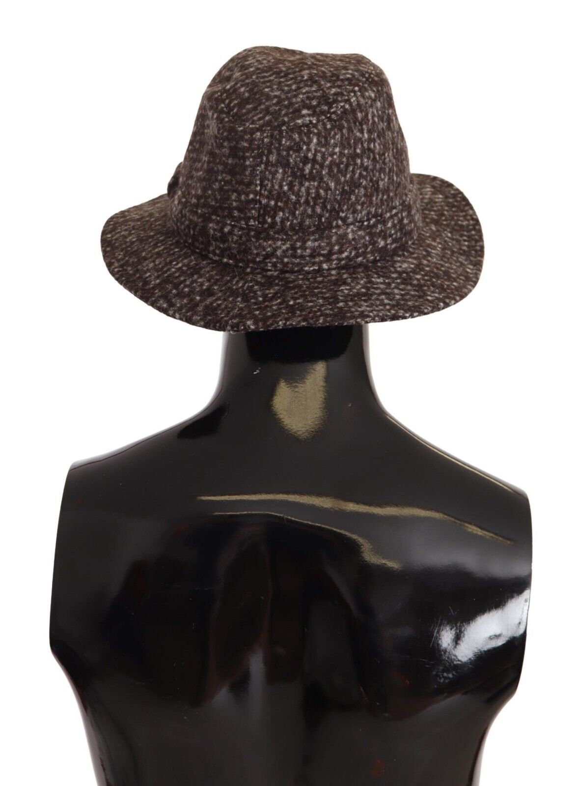 Gray melange blended textured tweed hat by Dolce & Gabbana with a classic rounded crown and brim.