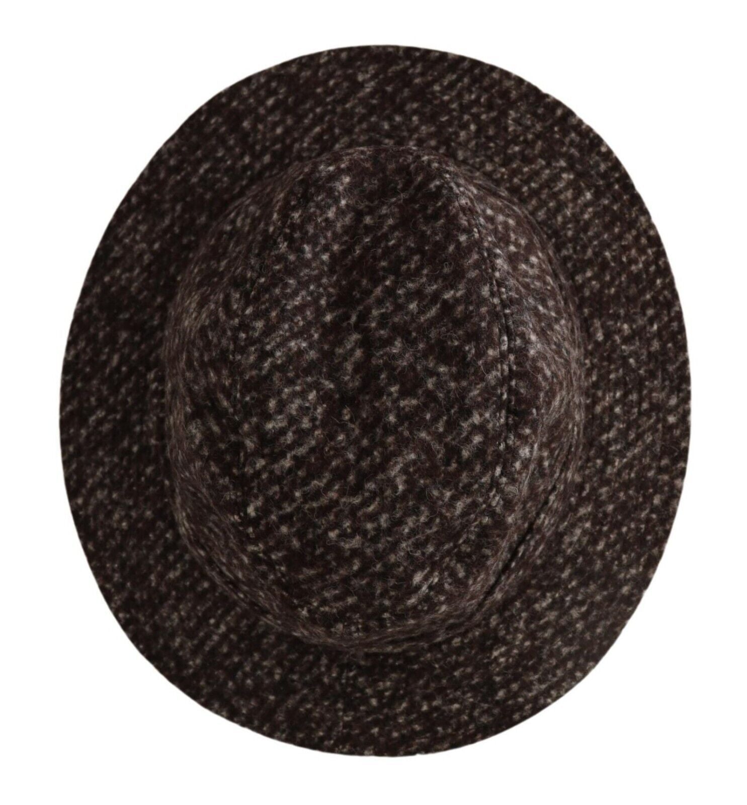 Gray melange blended textured tweed hat by Dolce & Gabbana with a classic, stylish design and rounded brim.
