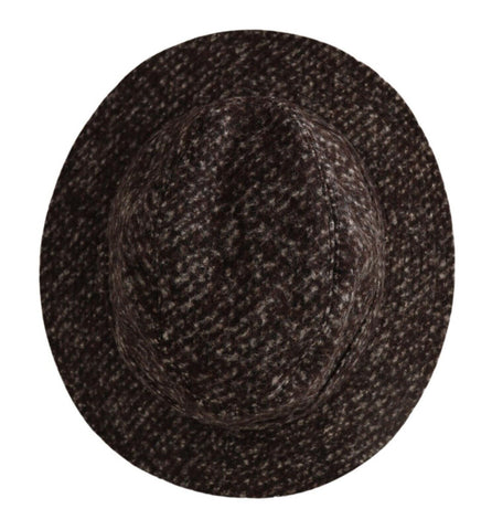 Gray melange blended textured tweed hat by Dolce & Gabbana with a classic, stylish design and rounded brim.