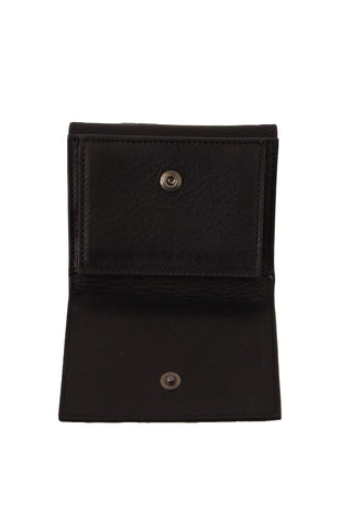 Black leather trifold purse belt wallet by Dolce & Gabbana, featuring multiple compartments and a sleek design.