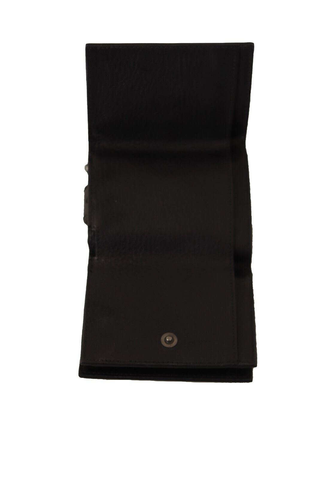 Black leather Dolce & Gabbana trifold purse belt with multi-kit wallet, featuring card slots and compact design for everyday use.