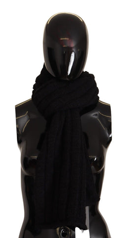 Black virgin wool knitted unisex warmer shawl scarf by Dolce & Gabbana, featuring a cozy, textured knit design.