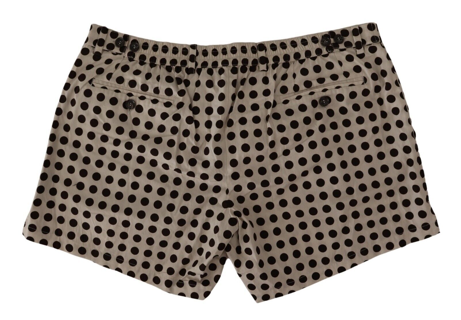 Black and white polka dot cotton linen shorts by Dolce & Gabbana, featuring a relaxed fit and stylish design.