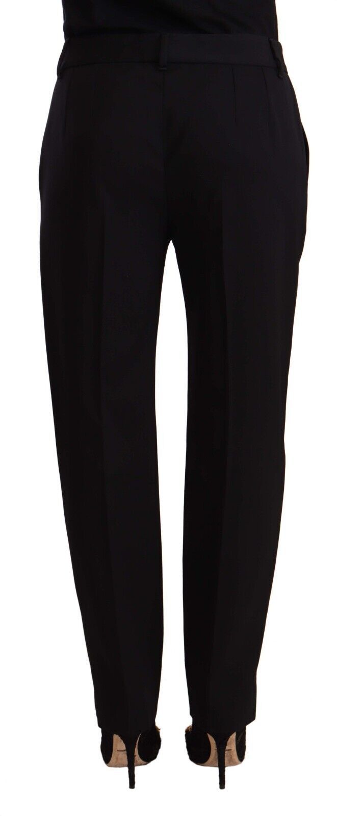 Black mid waist skinny wool trousers by Dolce & Gabbana, tailored fit with sleek style and classic design.