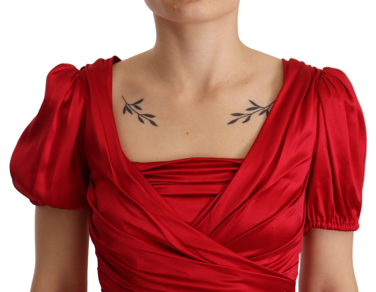 Red silk stretch sheath mermaid gown dress by Dolce & Gabbana, featuring a fitted silhouette and elegant design.
