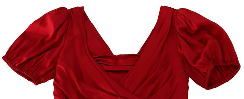 Elegant red silk stretch sheath mermaid gown dress by Dolce & Gabbana, featuring a fitted silhouette and luxurious fabric.