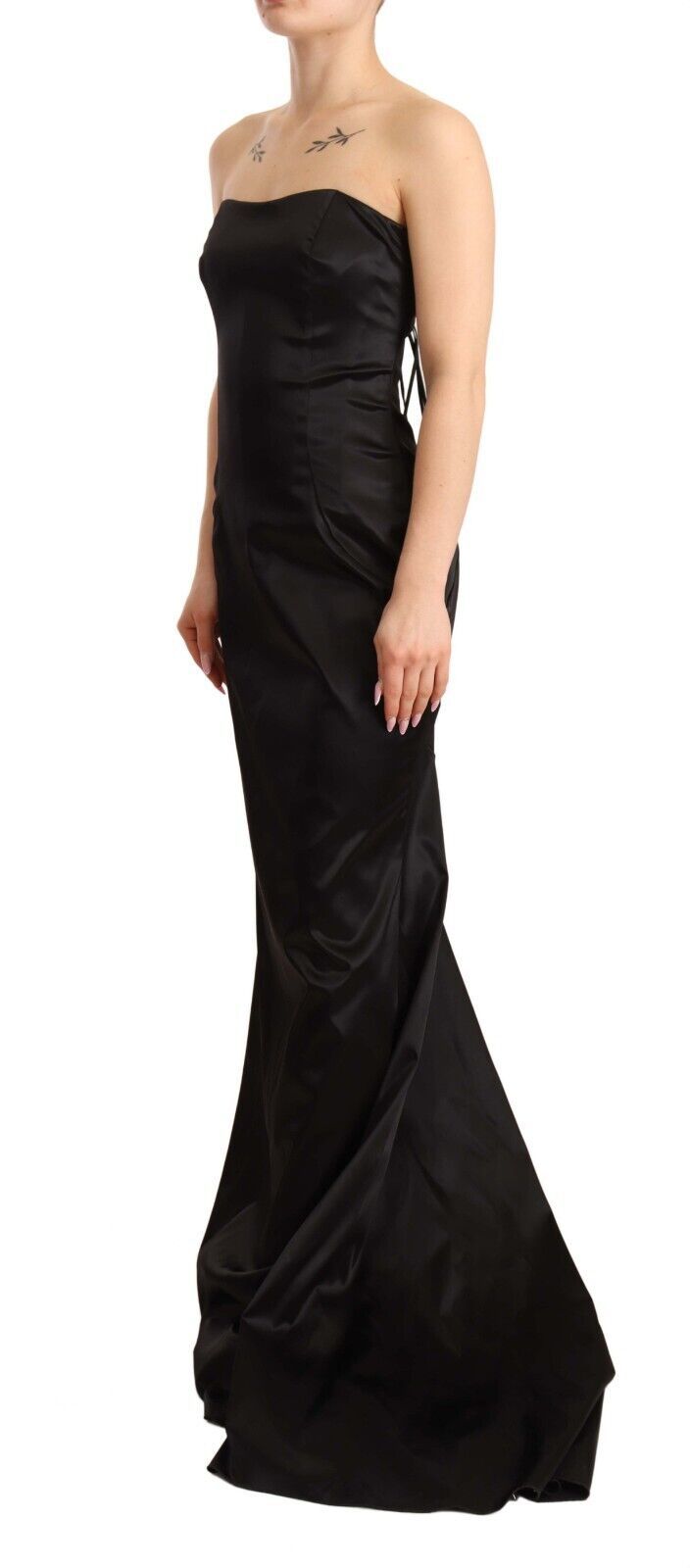 Black silk stretch sheath mermaid gown dress by Dolce & Gabbana, featuring a fitted silhouette and elegant design.