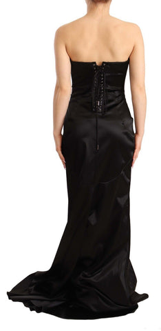 Black silk stretch mermaid gown dress by Dolce & Gabbana, featuring a fitted sheath silhouette and elegant design.