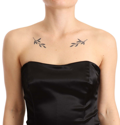 Elegant black silk stretch sheath mermaid gown by Dolce & Gabbana, featuring a fitted silhouette and luxurious fabric.