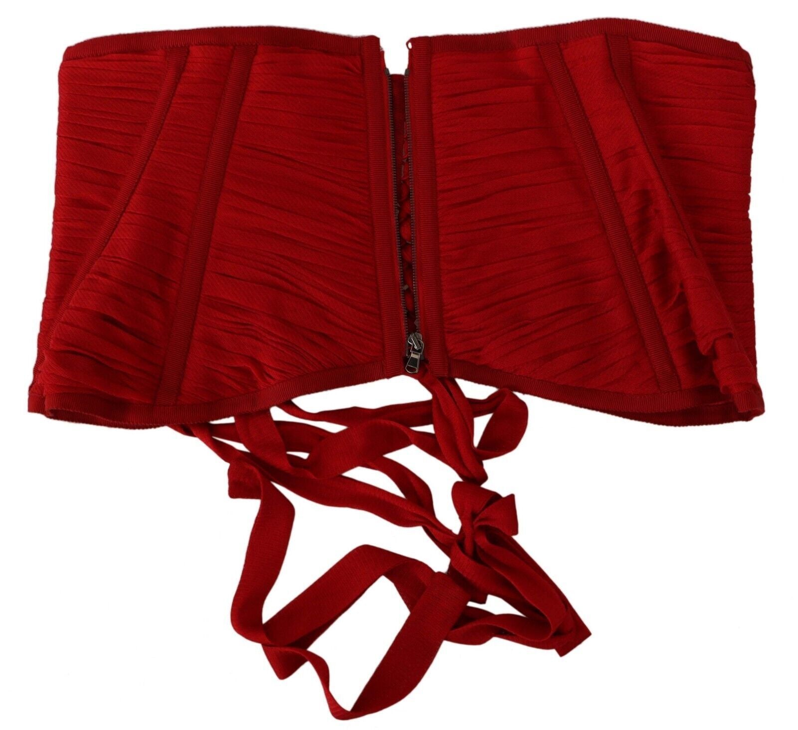Red Corset Belt Stretch Waist Strap Silk Top