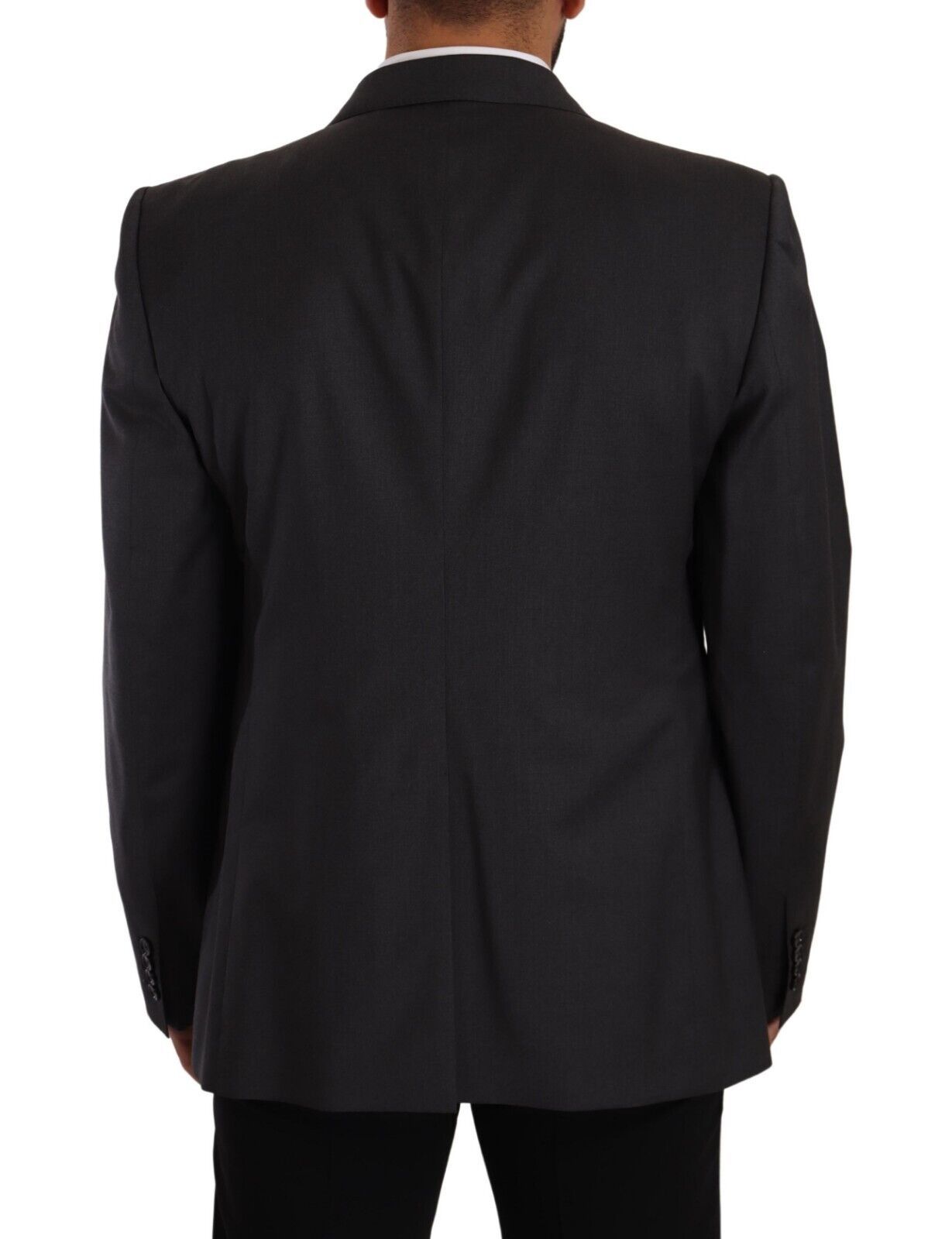 Gray Dolce & Gabbana double-breasted Sicilia blazer and matching pants, tailored 2-piece suit for a sophisticated look.
