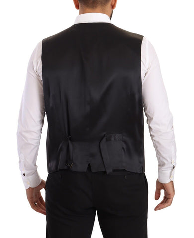 Gray Dolce & Gabbana double-breasted Sicilia blazer and matching pants set, tailored fit with classic lapels and elegant style.