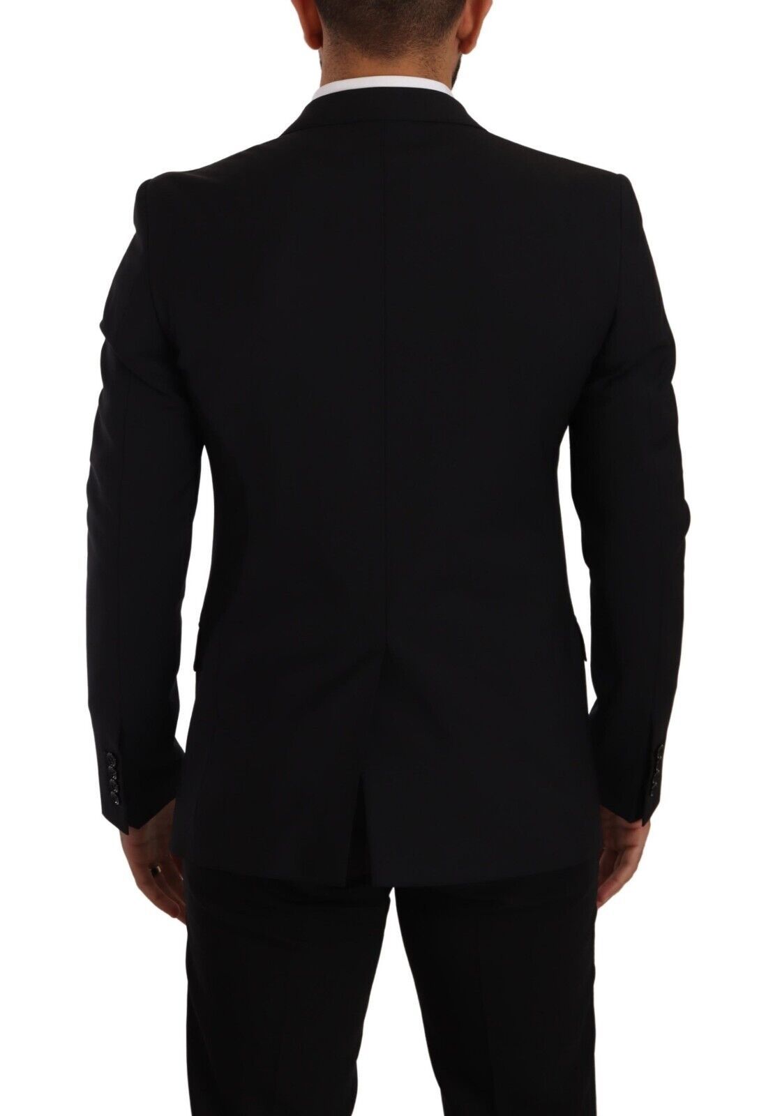 Black slim fit vest with two buttons from Dolce & Gabbana Martini blazer collection, tailored sleek and modern.