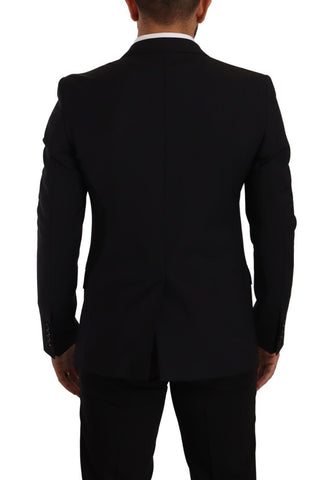 Black slim fit vest with two buttons from Dolce & Gabbana Martini blazer collection, tailored sleek and modern.
